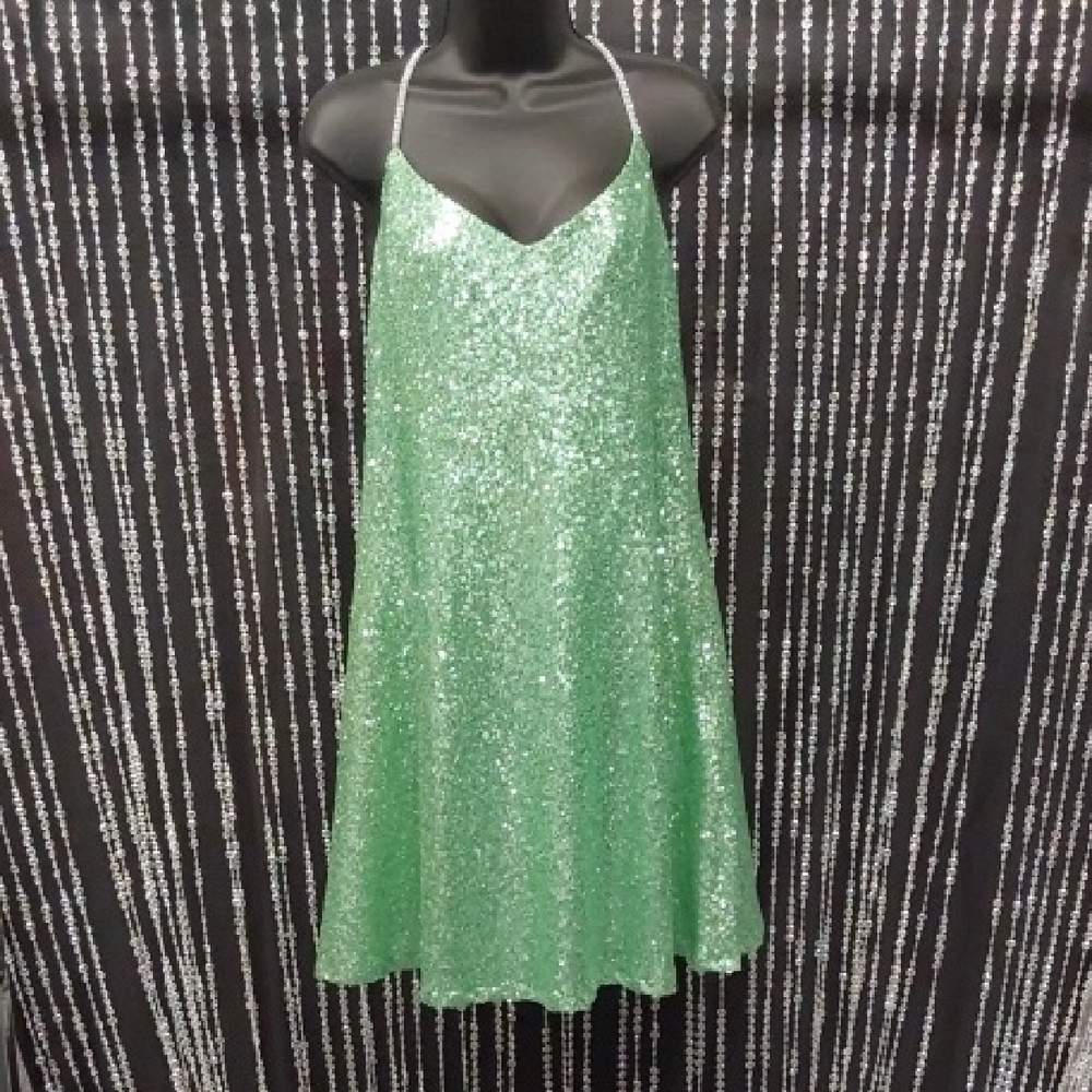 Christina Wu Mint Green Sequin Cocktail Dress